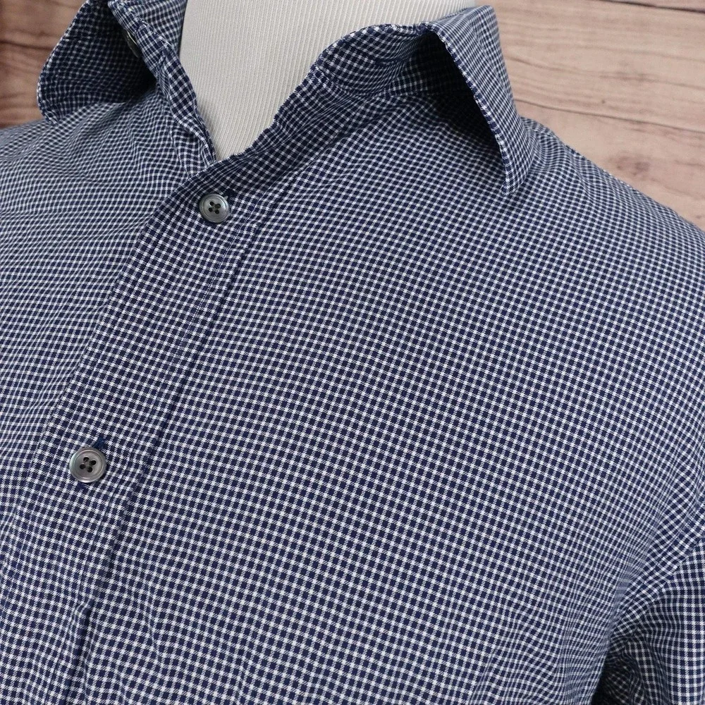 Banana Republic Shirt Mens XL Blue Check Long Sleeve Button-Up Slim Fit‎